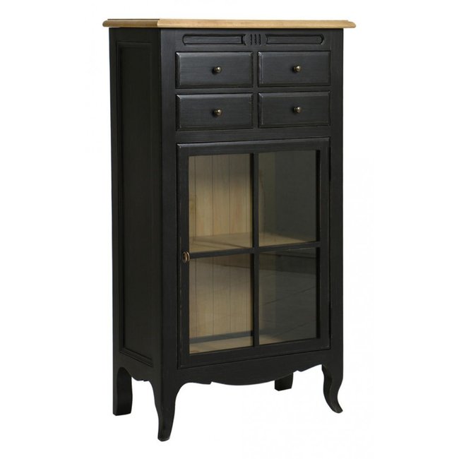 Bibus 1 porte vitrée - MANOIR Couleur noir <span itemprop=