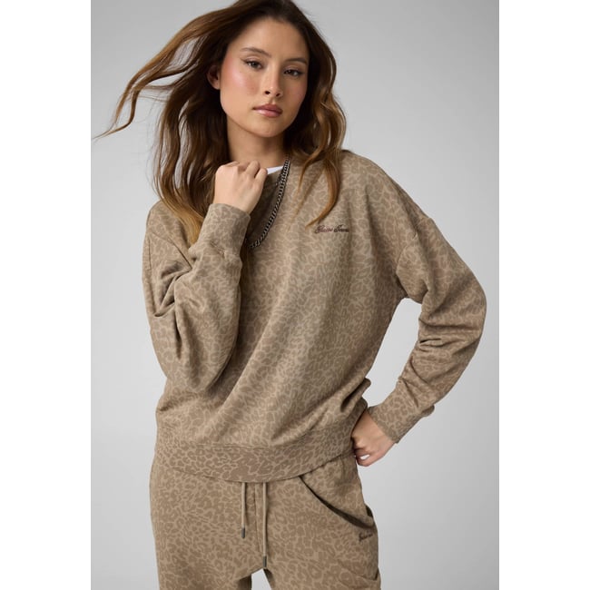 Sweat-Shirt Imprimé Léopard beige <span itemprop=