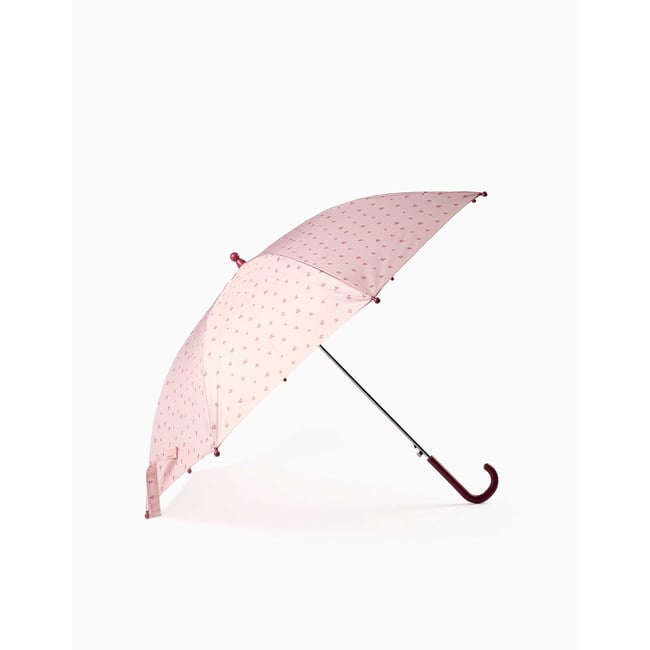 Parapluie automatique avec motif floral rose clair <span itemprop=