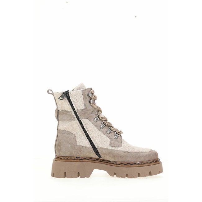 Boots en cuir suède et sherpa taupe MJUS
