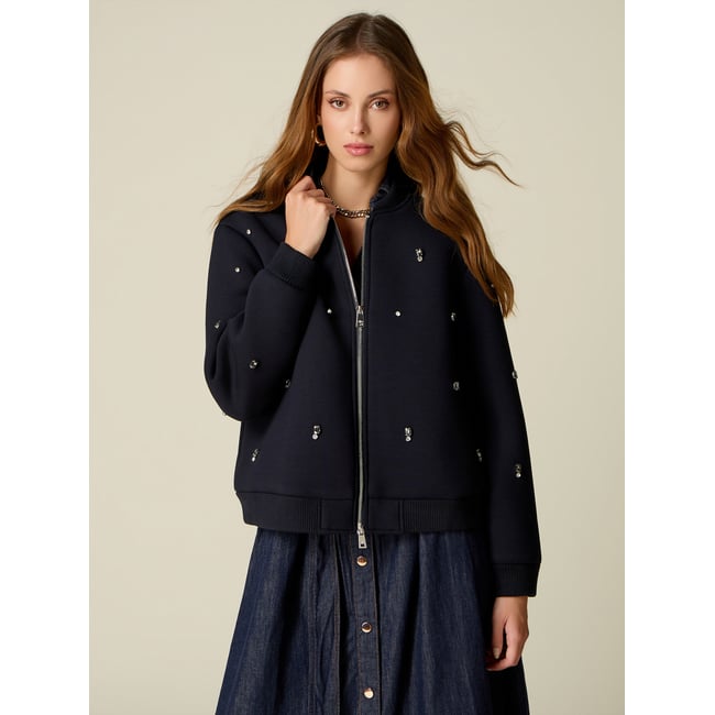 Blouson bomber avec chatons bleu <span itemprop=