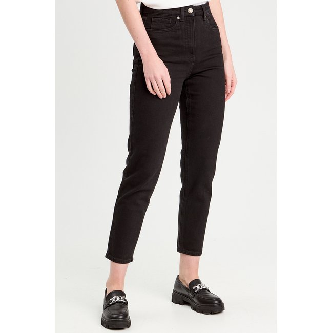 Jeans mom slim stretch denim noir <span itemprop=