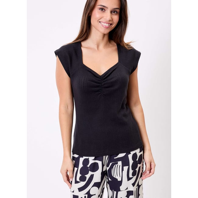 T-shirt col rétro coton bio FELICIE - PRINCESSE NOMADE
