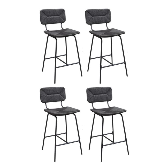 Lot de tabourets de bar et d'ilot en métal et assise rotin 65cm TIDRA|Lot de 4 | Lot de 4 - MOB IN