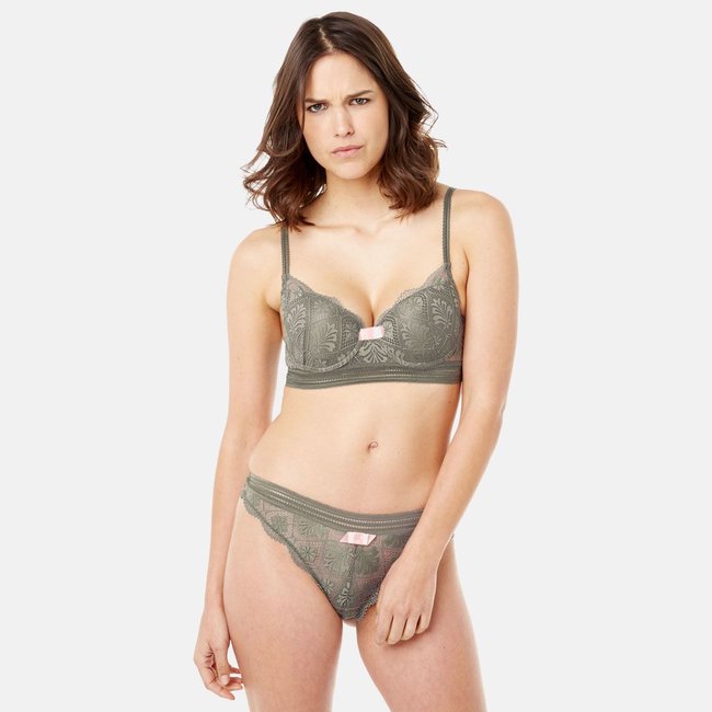 Soutien-gorge ampliforme coque moulée LOVE POWER kaki <span itemprop=