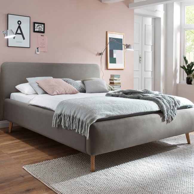 Lit scandinave capitonné en tissu - TERRE DE NUIT