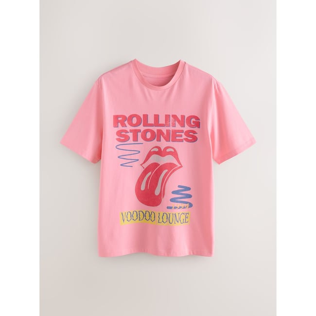 T-shirt à imprimé groupe de musique rolling stones rose <span itemprop=