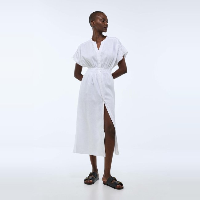 Robe midi unie en lin - MONOPRIX