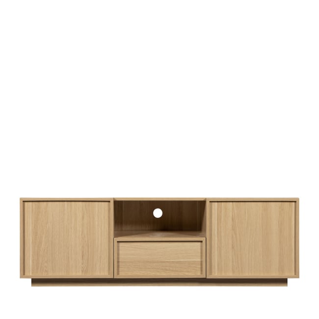 Meuble TV 2 portes 1 tiroir en bois- JOY Couleur bois clair <span itemprop=