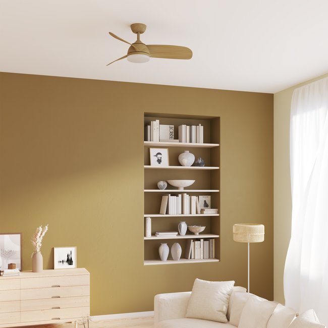 Ventilateur de plafond avec lumière en ABS, BEACH M beige <span itemprop=