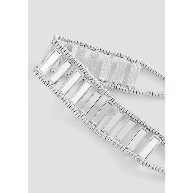 Collier à perles effet miroir argent <span itemprop=