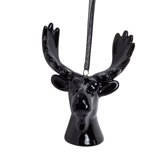 Suspension décorative de noël renne en grès H7 Couleur noir <span itemprop=