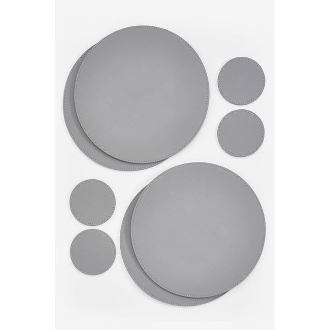 Set de table sous-verre, lot de 4 gris <span itemprop=