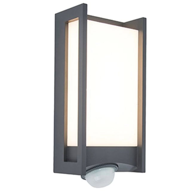 Applique murale d'extérieur sur secteur avec détecteur de mouvement QUBO GREY SENSOR aluminium gris LED blanc chaud H7,6cm Couleur dark grey <span itemprop=