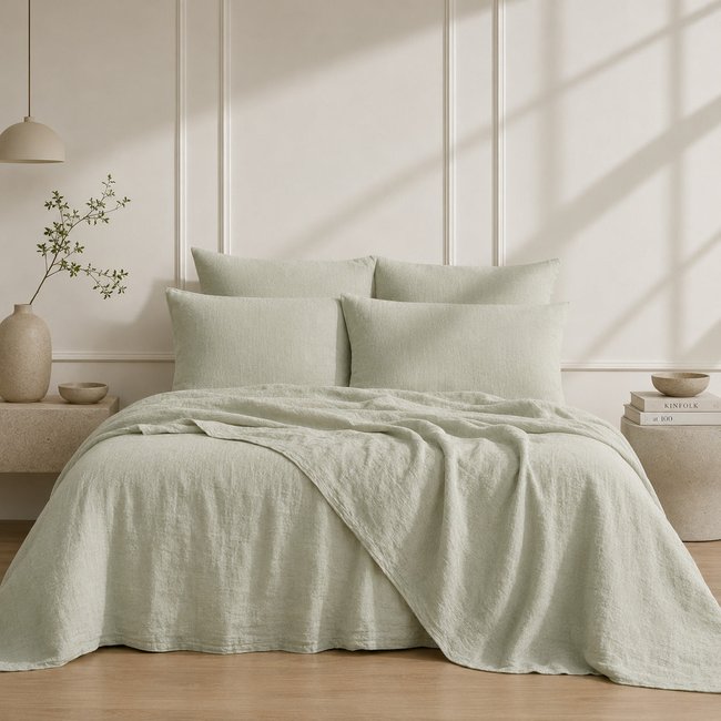 Parure + taies 65x65 lin lavé ADELE Made in Europe - FEBRONIE