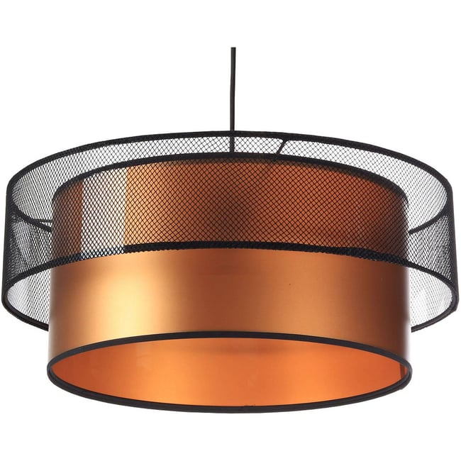 Suspension en tissu, DUO ÉLÉGANT Couleur filet noir et cuivré satiné et brillant <span itemprop=