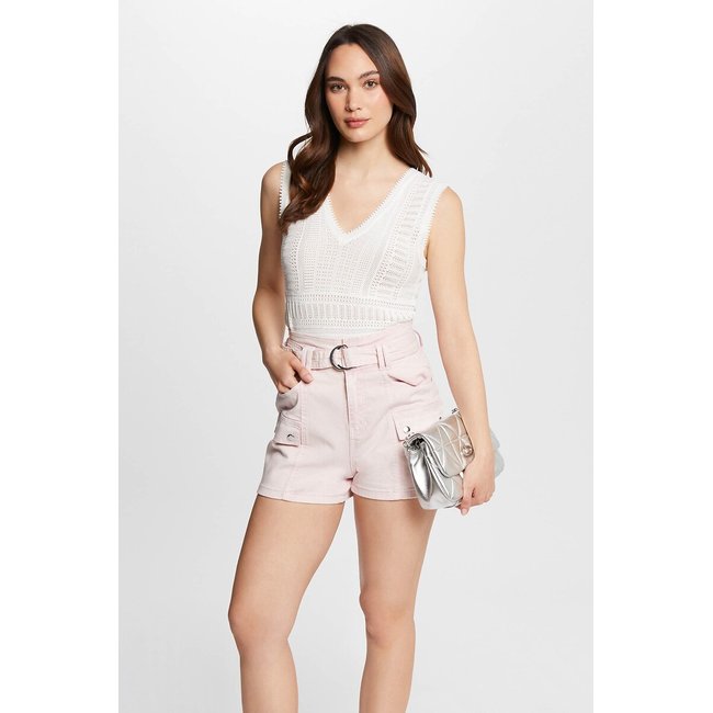 Openwork Knitted Vest Top, off white, MORGAN