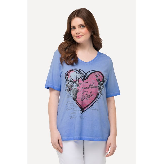 T-shirt à manches courtes et imprimé cœur bleu ciel <span itemprop=