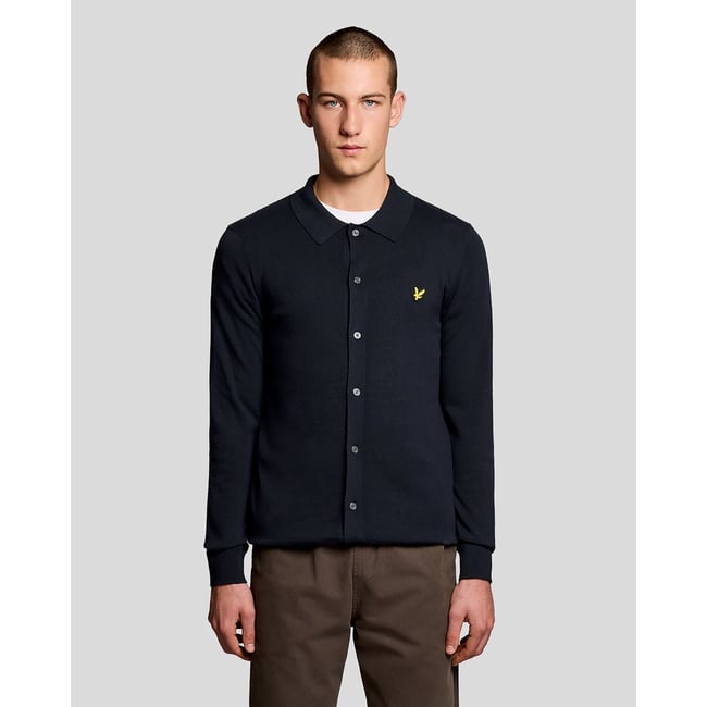 Chemise en coton en maille bleu foncé marine <span itemprop=