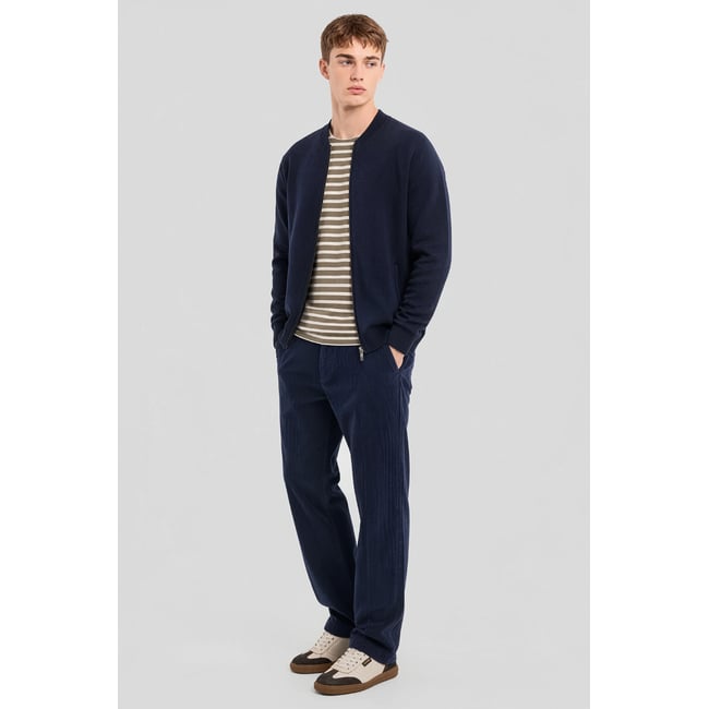 Gilet zippé Bérac - laine mérinos et acrylique amiral <span itemprop=