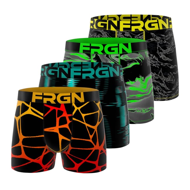 Lot De 4 Boxers Microfibre turquoise/orange/jaune/noir/bleu/vert/gris <span itemprop=