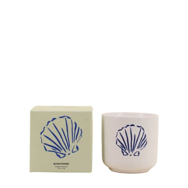 Bougie parfumée céramique 170g, boite cadeau coquillage Couleur beige <span itemprop=