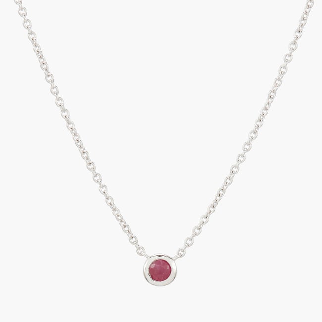 Collier argent 925 serti d'une pierre de Rubis v002231 <span itemprop=