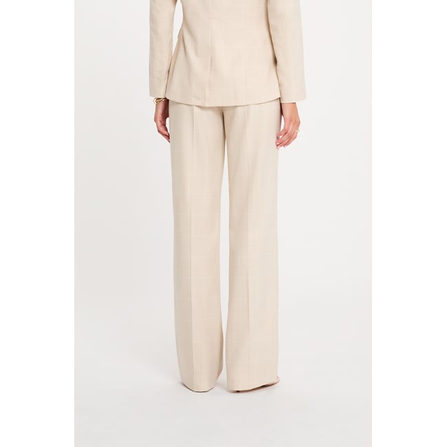 Pantalon droit taille haute beige <span itemprop=
