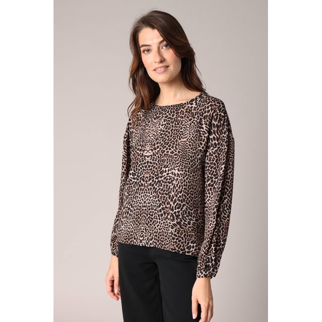 Blouse fluide à imprimé léopard CESSY noir <span itemprop=