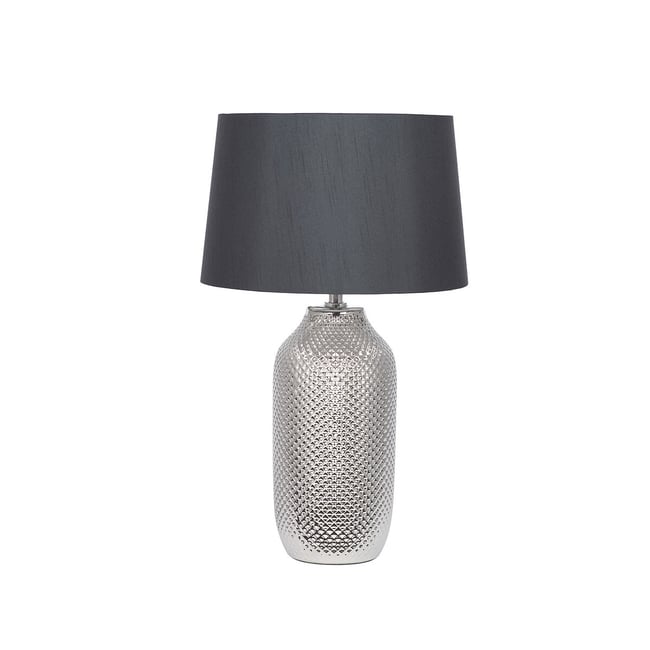 Nuna Textured Ceramic Table Lamp in Silver, silver-coloured, SO'HOME