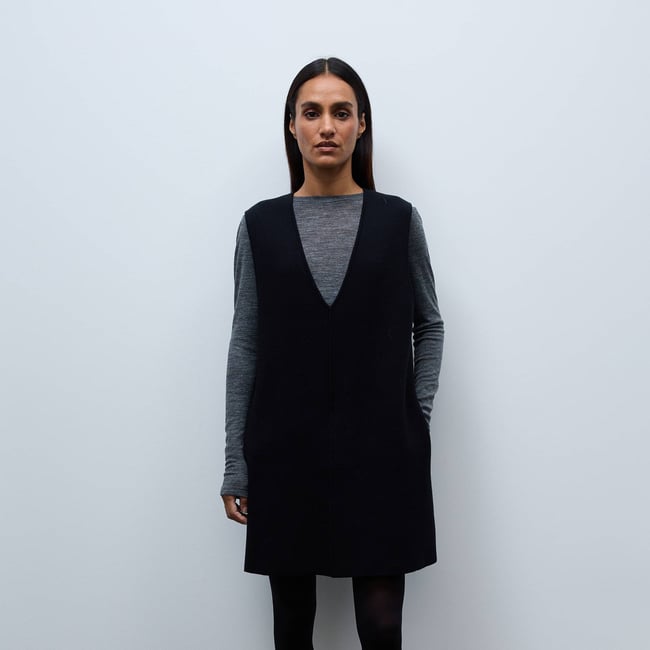 Robe col V courte en maille - MONOPRIX