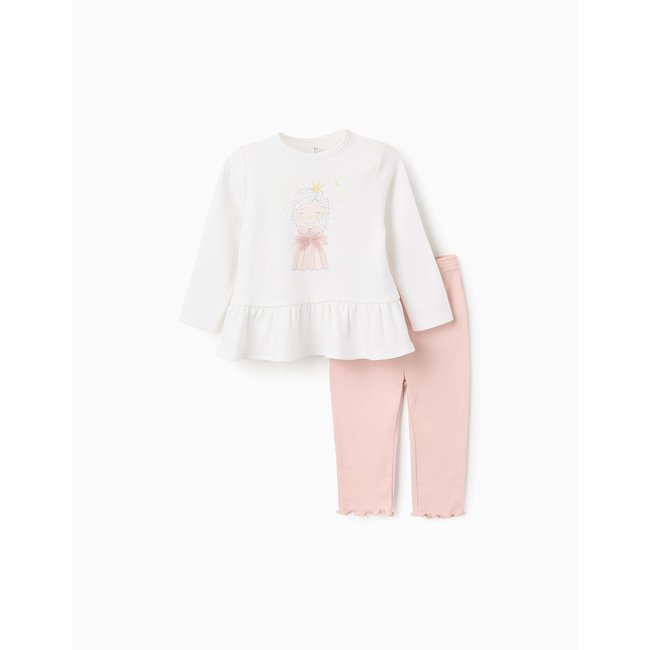 Pyjama T-shirt à Manches Longues + Pantalon blanc <span itemprop=
