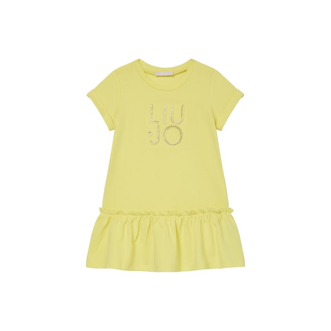 Robe courte en jersey jaune <span itemprop=