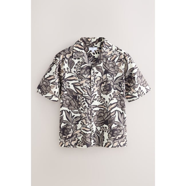 Chemise manches courtes à imprimé floral monochrome <span itemprop=