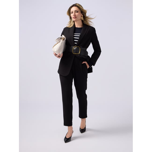 Pantalon de jogging en crêpe scuba noir <span itemprop=