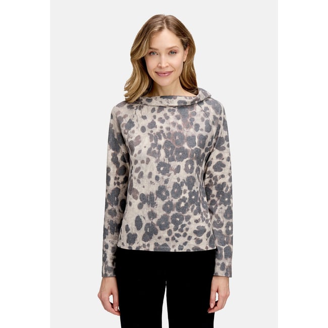 Sweat-shirt à col beige/taupe <span itemprop=