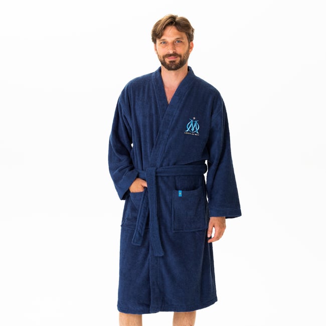 Peignoir adulte 100% coton, OM RUBAN bleu <span itemprop=