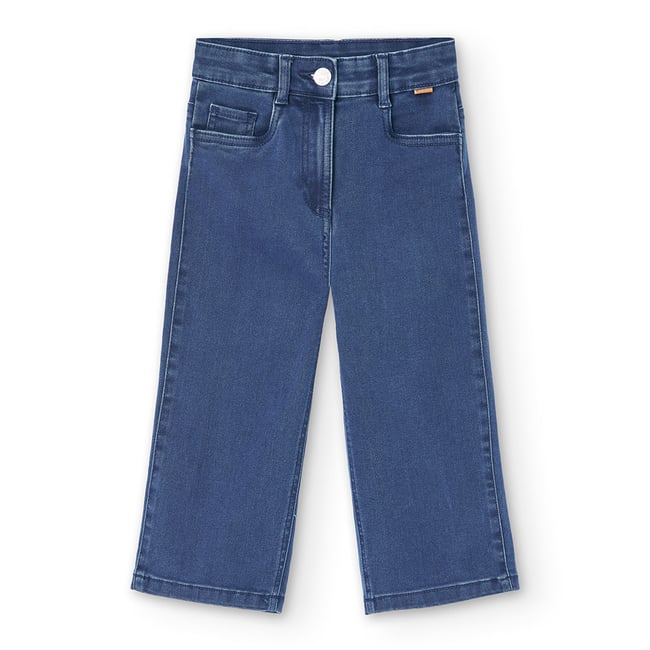 Pantalon denim fille élastique bleu <span itemprop=