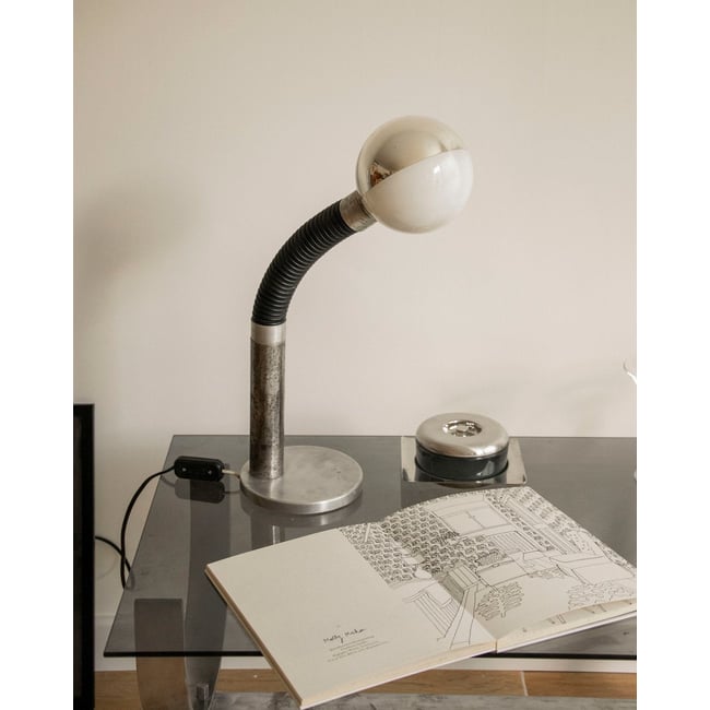Lampe Eye Ball en métal acier Julia N°1016 - Bon état Couleur métal <span itemprop=