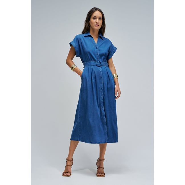 ROBE MIDI EN DENIM bleu denim <span itemprop=