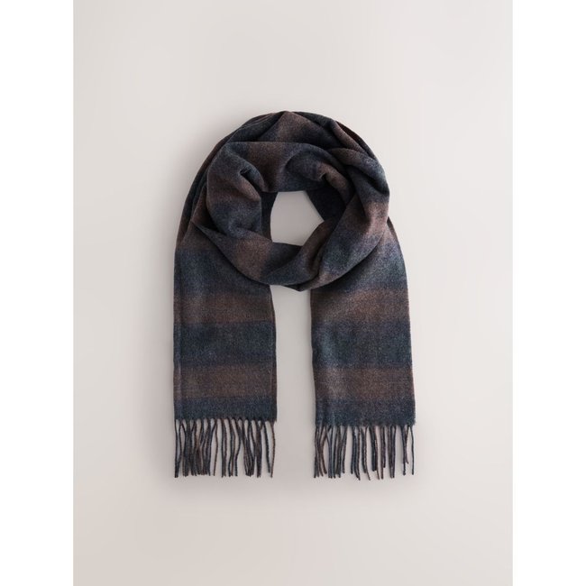 Écharpe à rayures dégradées bleu marine/brun chocolat <span itemprop=