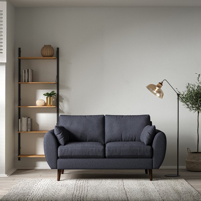 Ada Scandi Soft Brushed 2 Seater Sofa with Dark Wood Legs - SO'HOME