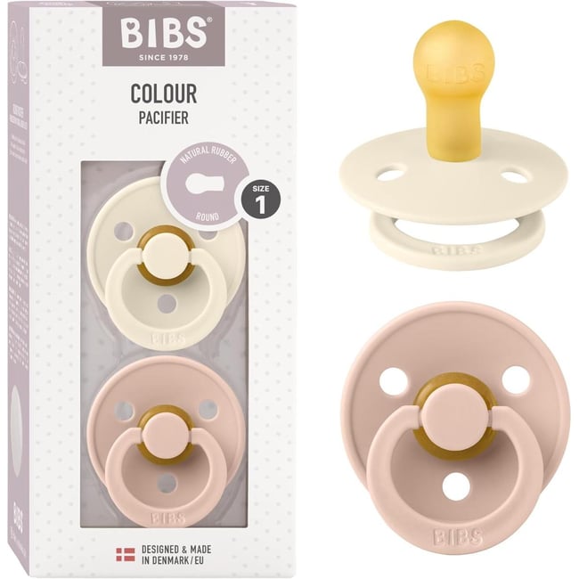 Lot de 2 sucettes - Latex de caoutchouc naturel - Taille 1 0-6 mois Ivory/Blush - Bibs