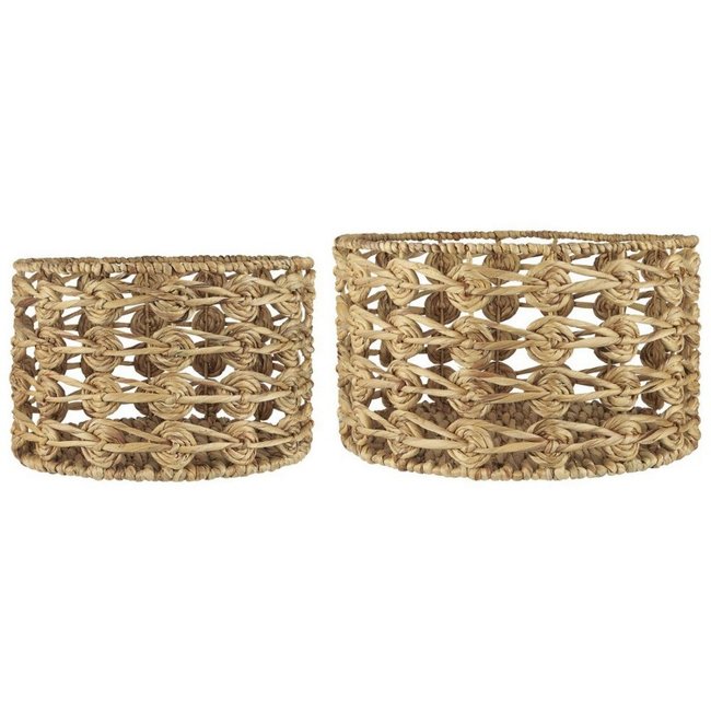 Panier tressage ajouré  (set de 2) Couleur bois clair <span itemprop=