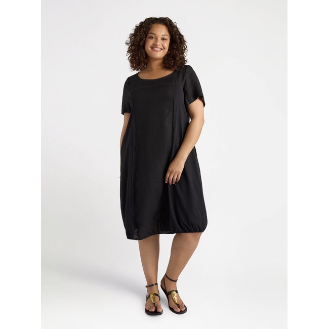 Robe en lin et jersey noir <span itemprop=