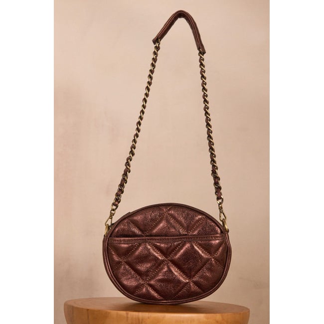Sac en cuir matelassé VIVIEN MINI BIS marron <span itemprop=