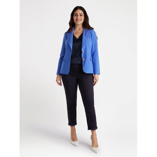 Blazer en tissu fluide avec boutons bijoux light - blue <span itemprop=
