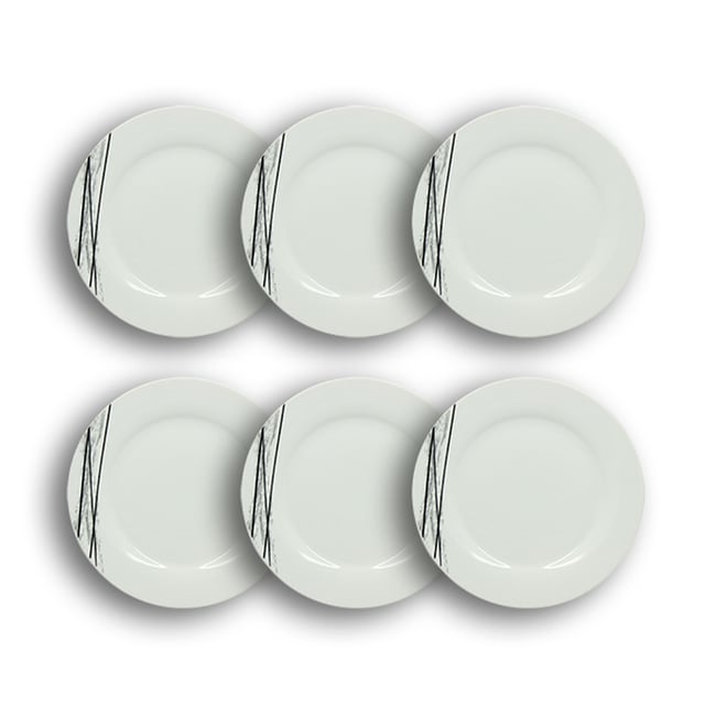 Lot de 6 assiettes plates en porcelaine 27cm, CARBONE Couleur blanc <span itemprop=