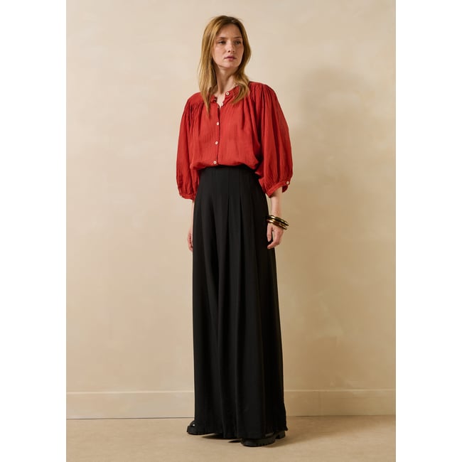 Pantalon large taille haute élastiquée - LA FEE MARABOUTEE