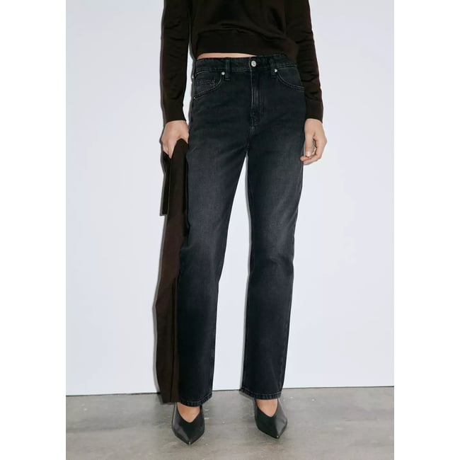Jean Matilda droit taille haute black denim <span itemprop=